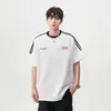 Camiseta Retrô de Três Listras Manga Curta Estilo Americano para Homens e Mulheres Verão Tendência Peso Pesado Imitação de Algodão Solta Versátil Par Casal Meia-manga