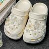 Acessórios para sapatos com buracos transfronteiriços DIY Joias de metal vintage Sapato de bebê com estrela do céu Flor Fivela de sapato de pérola decorativa destacável