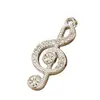 Colgante de Nota Musical con Pedrería de Aleación Accesorios de Joyería DIY Hechos a Mano Incrustado con Diamantes Versátil Vintage Colgantes para Collar Pendientes