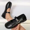 Zapatos Mary Jane de Cuero Tejido Poco Profundos de Estilo Francés Nuevos para Primavera y Otoño para Mujer, Zapatos Individuales Vintage para Comercio Transfronterizo