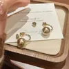 Nuevos Pendientes de Alto Gama con Diseño de Nicho Rodeados de Perlas de Color Café, Pendientes Versátiles de Dos Formas Desmontables para Mujer