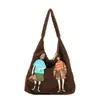 Bolsa de Peluche de Gran Capacidad 2025 Otoño e Invierno Nuevo Bolso de Hombro Retro Moda Casual Tendencia Bolso Tote para Viajar Transfronterizo