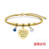 Pulseira Europeia e Americana Transfronteiriça Aço Inoxidável Pulseira Osso de Cobra Comemorativa Dia dos Professores Feriado Diamante Azul Presente Gravação Pulseira de Aço Titânio