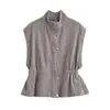 Moda europea y americana transfronteriza AliExpress superventas chal de mezclilla con cuello mao + conjunto de pantalones de pierna ancha