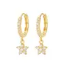 Pendientes Cruzados de Circonita Dulce, Clips para Orejas con Colgante de Cinco Estrellas, Aros para Orejas Tachonados de Diamantes, Accesorios Apilables de Estilo Nicho para Múltiples Perforaciones