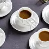 Xícara de Café Expresso e Pires 60ml Comercial Europeu Simples Branco Cerâmica Xícara de Café Pequena com Logotipo Fixo