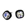 Nuevos Pendientes de Cristal Cuadrados Tridimensionales Afelpados Versátiles Brillantes de Felpa de Moda Elegantes para Mujer