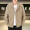 Jaqueta Casual Masculina para Primavera e Outono, Casaco com Gola Reversível, Jaqueta Corta-vento Versátil e na Moda para o Trabalho, Jaqueta de Marca de Moda Masculina, Suporta Impressão