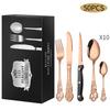 Conjunto de Talheres Reais de Aço Inoxidável Transfronteiriço com 50 Peças Amazon Talheres Ocidentais 5 Peças Principais Faca, Garfo e Colher para Steak para 10 Pessoas
