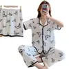 Pijama nuevo para mujer, traje de tres piezas, verano, pijama coreano, dulce, estilo Ins, ropa de casa, traje de tres piezas, primera generación de pelo