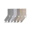 Meias Femininas de Algodão Penteado Macio Mosaico Meia-Calça Sem Fio, Estilo Japonês, Malha Simples, Respirável, Antiodor, Absorvente de Suor, Novo Modelo de Verão