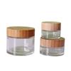 Frasco de Vidro Personalizado 30g com Tampa de Madeira para Creme 200g Sub-Frasco para Creme Facial Frasco Portátil para Creme para Olhos Frasco Cosmético