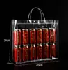 Bolsa de mano de PVC con lunares bolsa de mano transparente de caramelo de plástico con botón de presión regalo bolsa de regalo bolsa de embalaje de supermercado