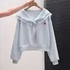 Moletom Versátil Estilo Doce College com Gola de Marinheiro Novidades Primavera e Outono para Crianças Médias e Grandes Moda Tendência Individual Manga Longa