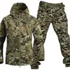 Conjunto de Jaqueta Softshell Macia para Pesca e Atividades ao Ar Livre, Camuflada, Unissex, com Forro de Lã