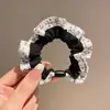 Goma para el Cabello Plisada con Perlas, Volantes y Flores Pequeñas Estilo Coreano, Cuerda para el Cabello de Alta Gama, Sencilla y a la Moda, Accesorio para el Cabello para Mujeres
