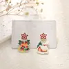Pendientes navideños de diamantes con dibujos animados, transfronterizos europeos y americanos, pendientes asimétricos de alta gama para mujer, decoraciones navideñas