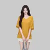 Camiseta suelta con cuello en V y mangas murciélago transfronteriza para mujer, top casual versátil de color liso de manga corta para protección solar de verano, moderno