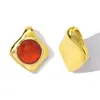 Piedra Natural Hueca con Cuentas Folu Diy Colgante de Acero de Titanio Pulsera Joyería de Acero Inoxidable para Mujer Collares Cuentas