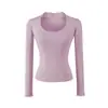 Camiseta de Manga Larga con Cuello en U Estilo Puro Deseo, Nueva Moda de Primavera Sexy Ajustada de Color Sólido Capa Interior Camisa Base Casual para Mujer
