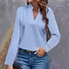 Estação Independente 2024 Desejo Amazon Estilo Quente Outono Simples Casual Cor Pura Gola V Solta Blusa Top para Mulheres