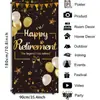 Faixa de Porta de Aposentadoria Ouro Negro Decoração para Festa de Feriado Suprimentos Layout de Cena Festa de Aposentadoria de Trabalhador Varanda de Fotos de Festa de Aposentadoria