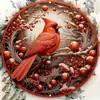 Letrero redondo de hierro y aluminio vintage Pájaro rojo navideño Gnomo Letrero de puerta Arte de hierro para pared Letrero decorativo transfronterizo