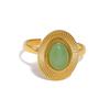 Anillo Ovalado de Piedra Natural Estilo Retro Transfronterizo Europeo y Americano Anillo Abierto Ajustable de Acero Inoxidable Oro de 18K Joyería