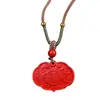 Colgante de Nube de Fortuna y Candado de Paz de Cinabrio Crudo Collar del Año Zodiacal de Cinabrio Imperial para Hombres y Mujeres Regalo al por Mayor