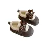Sapatos de Algodão Infantis Inverno Novo Estilo Meninas Com Pelúcia Quente Laço Sapatos de Bebê Meninos Solado Macio Antiderrapante Sapatos de Feijão