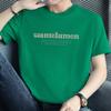 Camiseta de algodón para hombre, ropa de verano de manga corta, camiseta de cuello redondo con estampado de letras de marca de moda, camiseta de algodón de media manga, moderna y combinable con todo.