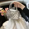 Bolsa Pequena Rombus com Pedras Diamantadas Transfronteiriça Bolsa Bowling Estilo Novo 2026 Bolsa Boston de Mão Bolsa de Ombro Transversal