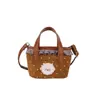 Bolsa infantil de cordero lindo de dibujos animados, elegante bolsa cruzada de gamuza con lunares para niñas, mini bolso cubo de cuadros con encaje