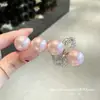 Pinza para el pelo de perlas de lujo ligero coreana, pinza lateral, pinza de pico de pato dulce retro, pasador de lazo de diamantes de imitación, accesorio para el cabello