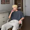Nueva Camiseta de Manga Corta para Hombre, Verano Estilo Coreano Moderna Sencilla de Media Manga, Estilo Hong Kong Holgada Casual Moderna Marca Camiseta
