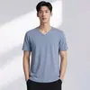 Camiseta de Manga Corta de Modal para Hombre, Corte Ajustado, Top Trendy con Cuello en V, Antibacteriana, Antiácaros, Seda de Hielo, Sensación Fresca, Camiseta de Manga Corta de Secado Rápido