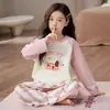 Novos Pijamas Infantis para Meninas 2026, Primavera e Outono, Algodão Puro, Manga Longa Fina, para Meninas Pequenas, Crianças Maiores e Estudantes, Roupa de Casa