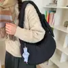 Bolsa Minimalista Acolchoada de Algodão Estilo Coreano Bolsa de Penas para Mulheres Inverno 2026 Moda College Bolsa Nuvem Casual Transversal Bolsa Chifre