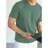 Camiseta de seda de modal tipo hielo para hombre, de manga corta, fresca y de secado rápido, simple y versátil, top de color liso, camiseta antibacteriana