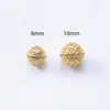 Pulsera de Zirconia Cortada Micro-Pavimentada Rellena de Oro de 18 Quilates que Conserva el Color, Cuentas Sueltas, Cuentas Redondas, Accesorios Espaciadores para Pulseras y Collares DIY