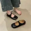Nuevos Zapatos Mary Jane con Cordones Franceses de Otoño 2025 para Mujer Piel Suave Bailarinas de Suela Blanda Punta Dividida Pezuñas de Cerdo
