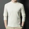 Suéter de Otoño 2024 Nuevo de Cuello Alto Casual Color Sólido Ropa Exterior Suéter Fino de Imitación Tencel Camisa Base de Punto