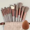 NOVO Conjunto de 13 Pincéis de Maquiagem Macios Fofos para Sombra Base Blush Iluminador Corretivo Ferramenta de Beleza Feminina Presente de Natal