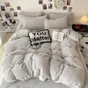 Conjunto de quatro peças de veludo coral de cor sólida, espessado, de inverno, com dupla face, capa de edredom, lençol, capa de cama, dormitório individual, conjunto de três peças