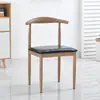 Silla de Comedor Nórdica para Uso Doméstico, Silla Simple de Hierro con Forma de Cuerno y Respaldo de Madera Sintética, Adecuada para Cafeterías de Té con Leche y Restaurantes Temáticos