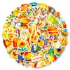 Compra Directa Transfronteriza de 56 Pegatinas de Pintura al Óleo de Colores Cálidos, Animales de Dibujos Animados, Comida, Pegatinas Decorativas Estilo Ins, Amazon Tem