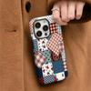 Estuche de Película de Doble Capa con Parche de Tela Retro Adecuado para iPhone 17 Pro, Funda de Teléfono a Prueba de Golpes de Cobertura Total para Apple 14/15