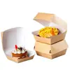 Caja de Papel Kraft para Hamburguesa, Caja de Empaque para Hamburguesa a Prueba de Grasa de Grado Alimenticio, Caja Plegable sin Plegado para Almacenamiento de Pastel y Hamburguesa, Personalizable
