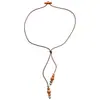 Collar Colgante de Madera Vintage con Cuentas para Mujer, Diseño de Nicho con Estilo Étnico, Cadena Larga Versátil para Suéter de Moda