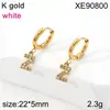 Pendiente de Letra Completa de Diamante PVD Dorado Acero de Titanio Pendientes Nicho Europeo y Americano Lujo Ligero Circonita Incrustada Ear Cuff Mujer Transfronterizo